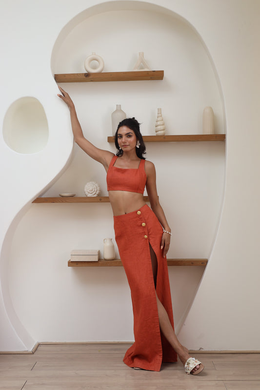 Rust Long Skirt with Top