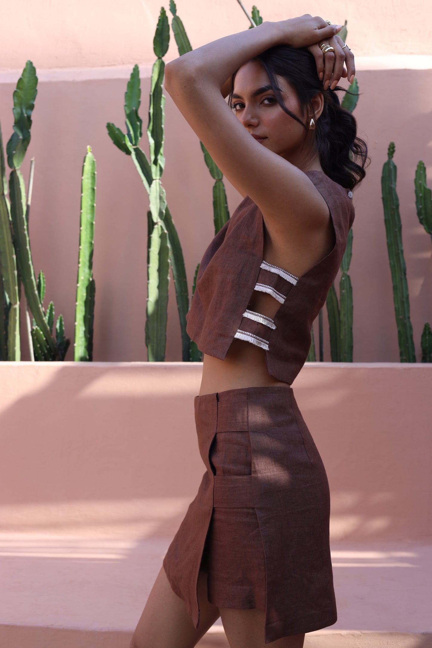 Brown Top with Skirt