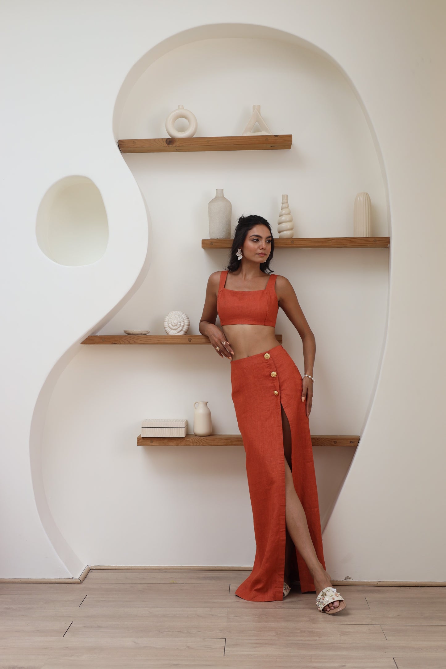 Rust Long Skirt with Top
