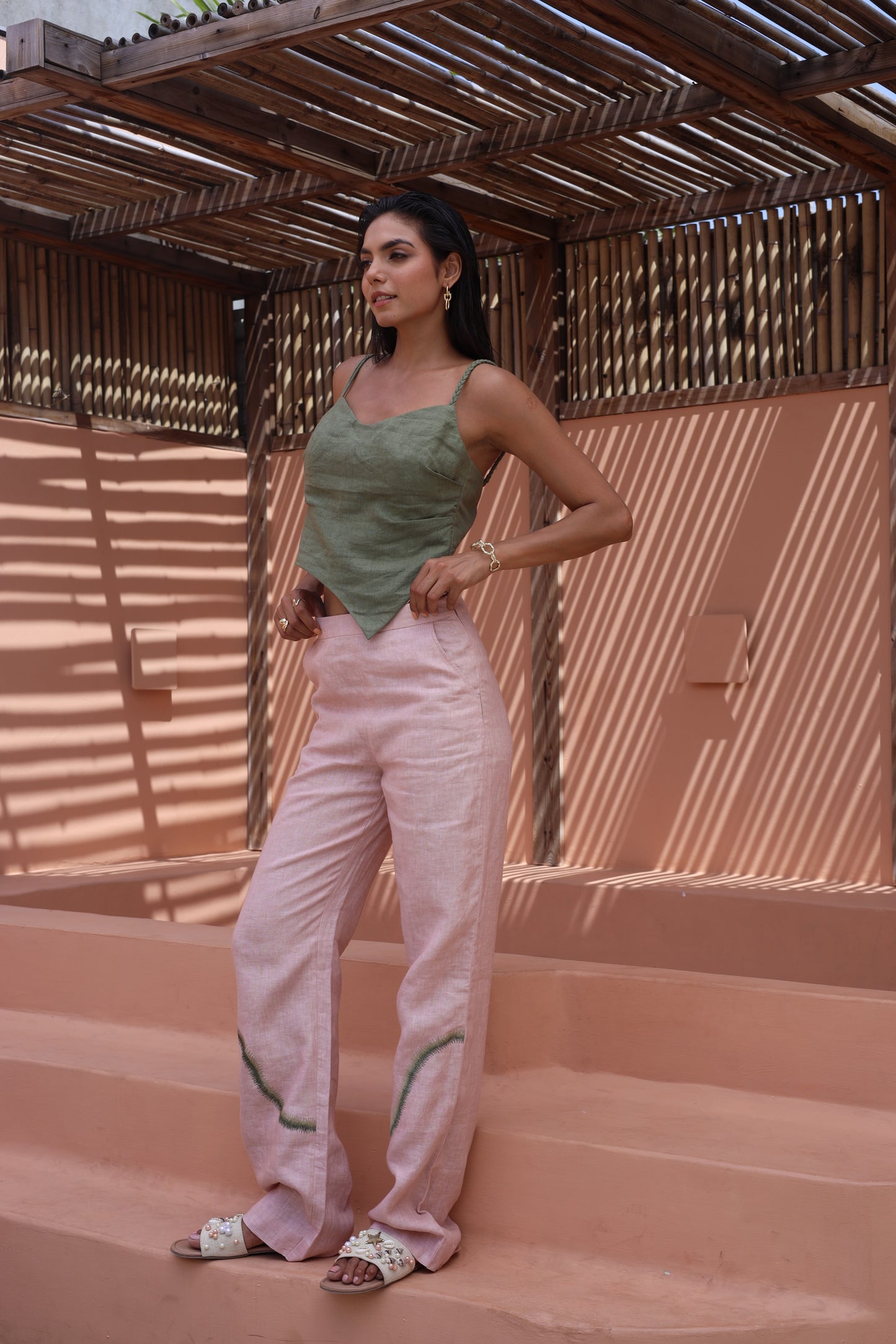 Olive Green Top with Pants