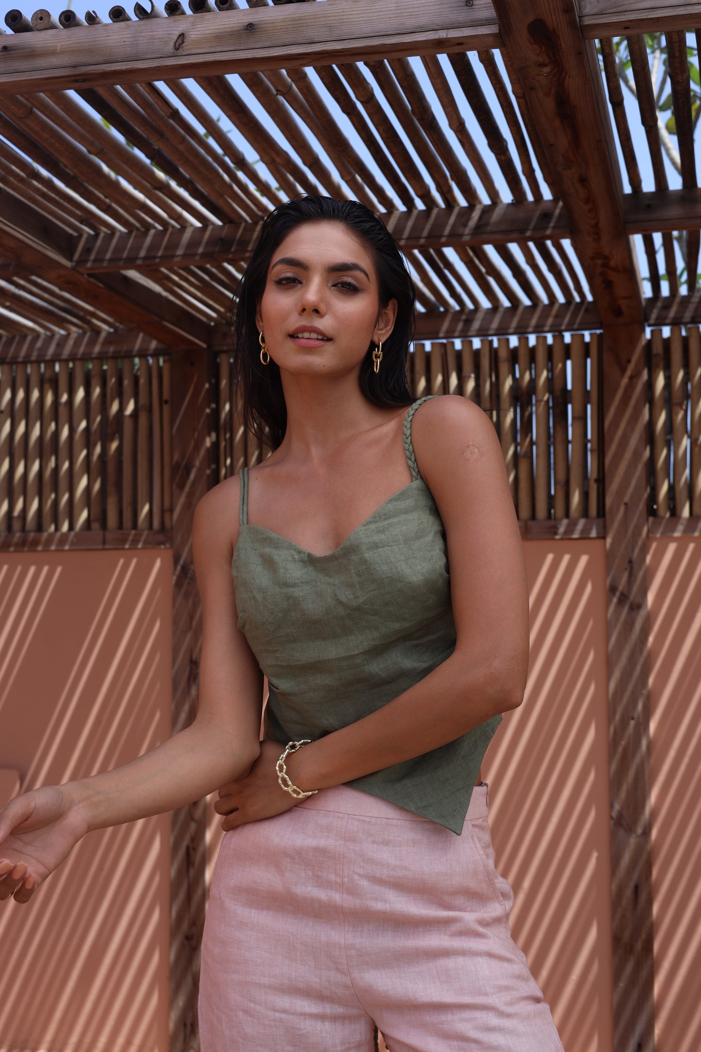 Olive Green Top with Pants